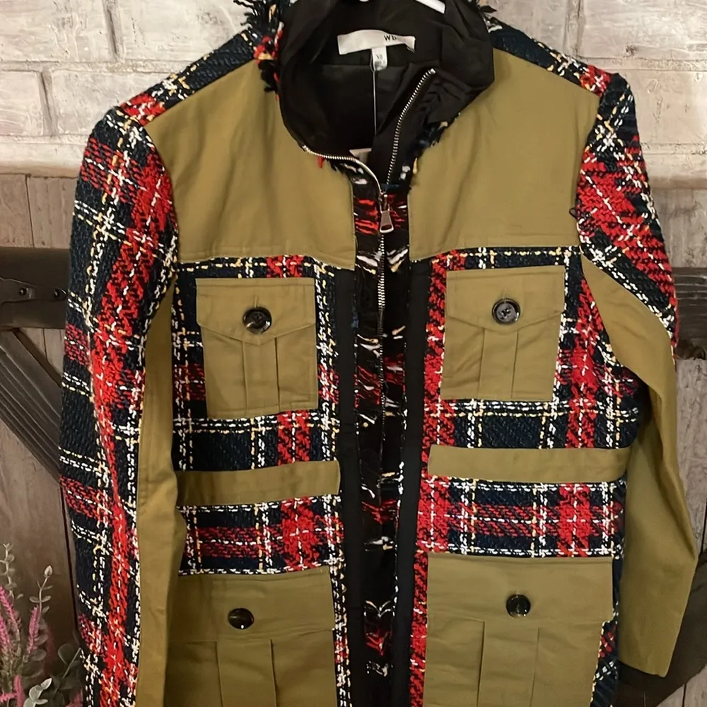 🎪🎪🎪BOGOHO 🎪🎪🎪WD-NY 4 Pocket Plaid/Army Green Zipper Jacket - Image 2