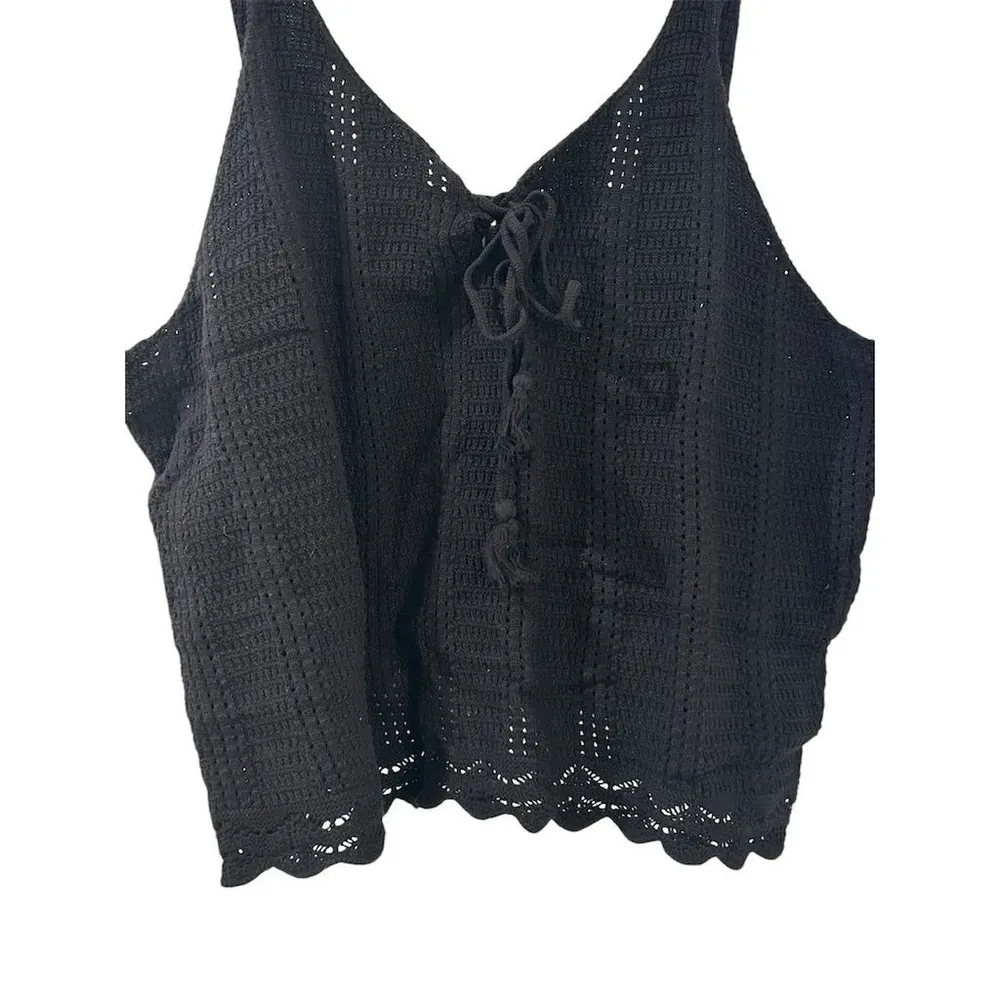 Old Navy Knit Tank Blouse 3X Black Tie Front Sweater Tank Top Sleeveless NWT - Image 2