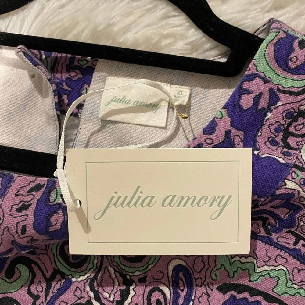 NEW Julia Amory Slim Cotton Top in Palm Beach Paisley Purple XL - Image 6