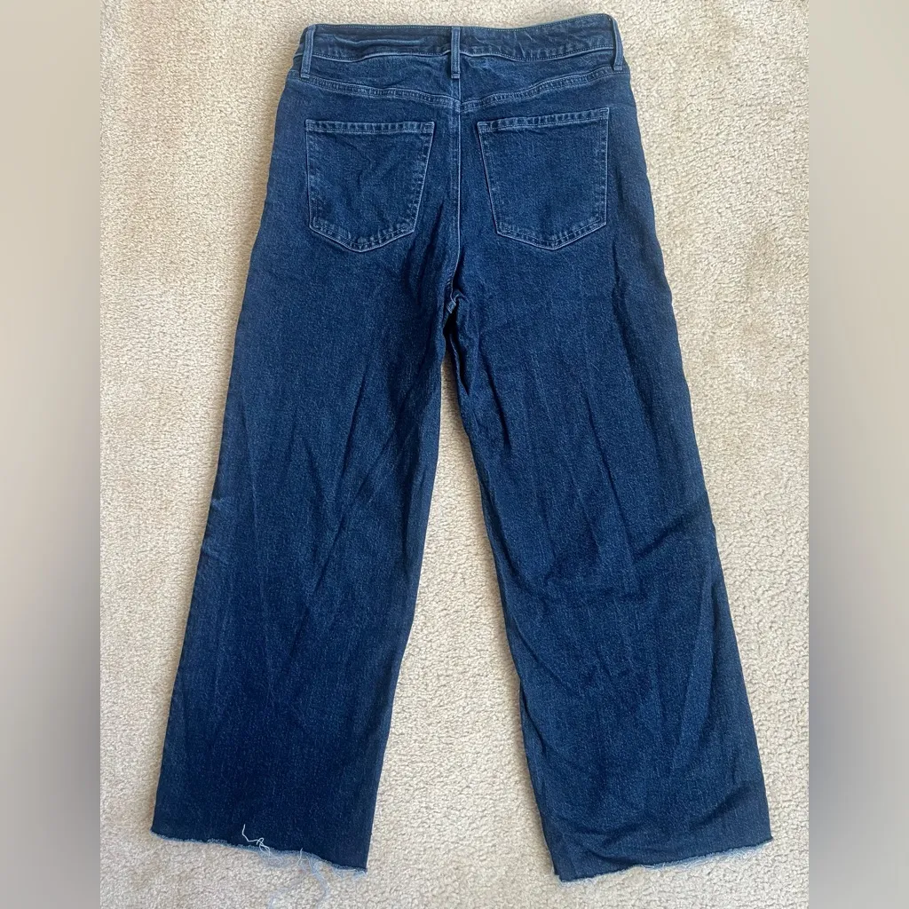 Express Dark Wash Wide Leg High Rise 50/50 Rigid Stretch Jeans Size 8 Short - Image 5