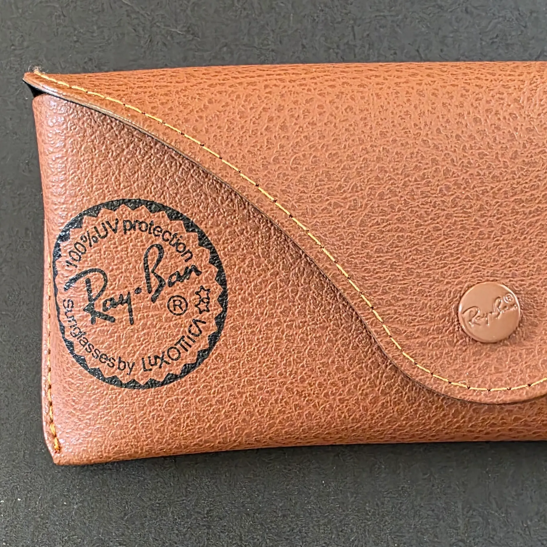Ray-Ban Sunglasses Case Leather Snap Close With Pamplet And Cleaner Brown - Image 4
