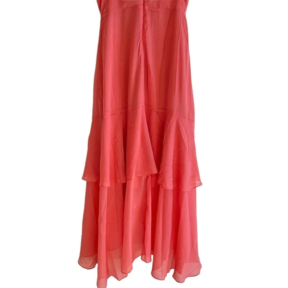 BCBGENERATION Women’s High Low Tiered Ruffled Asymmetric Maxi Dress Coral Size 8 - Image 9