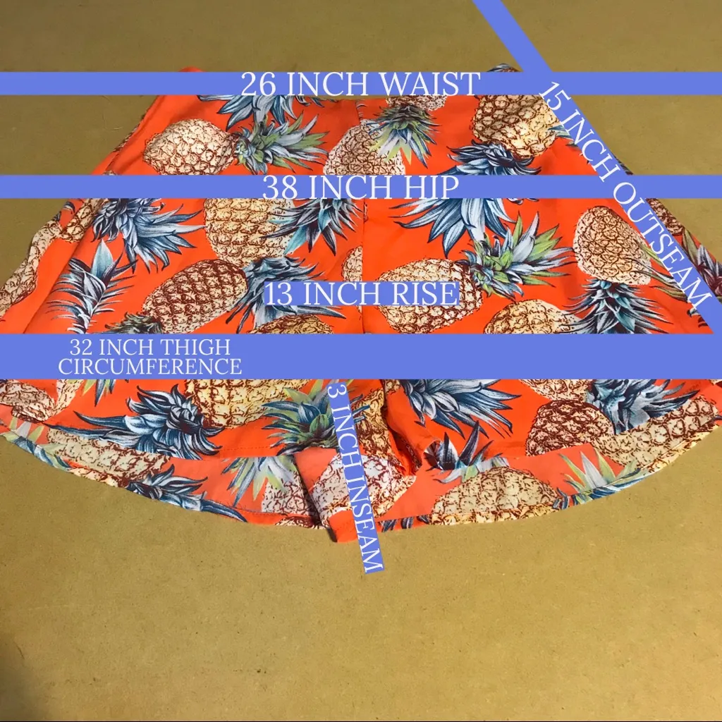 CRESCENT ORANGE & BLUE PINEAPPLE PRINT FLOWY SHORTS & TUNIC SET NWT (S) - Image 12