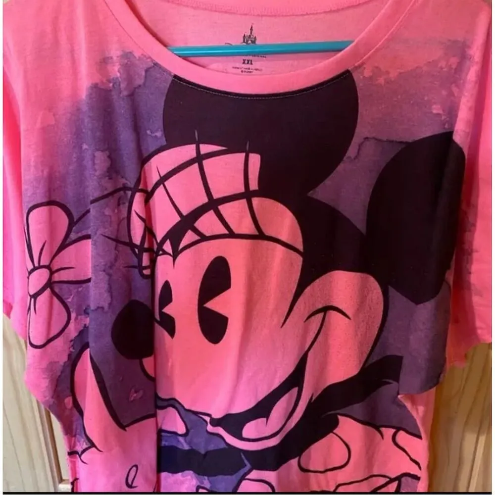 Disney Parks Minnie Mouse Women's XXL Pink T-Shirt Casual Spring - Image 3