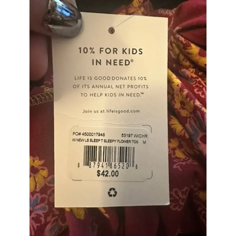 Life is Good Magenta Floral Long Sleeve Night Sleep Shirt Gown Size Medium New - Image 7