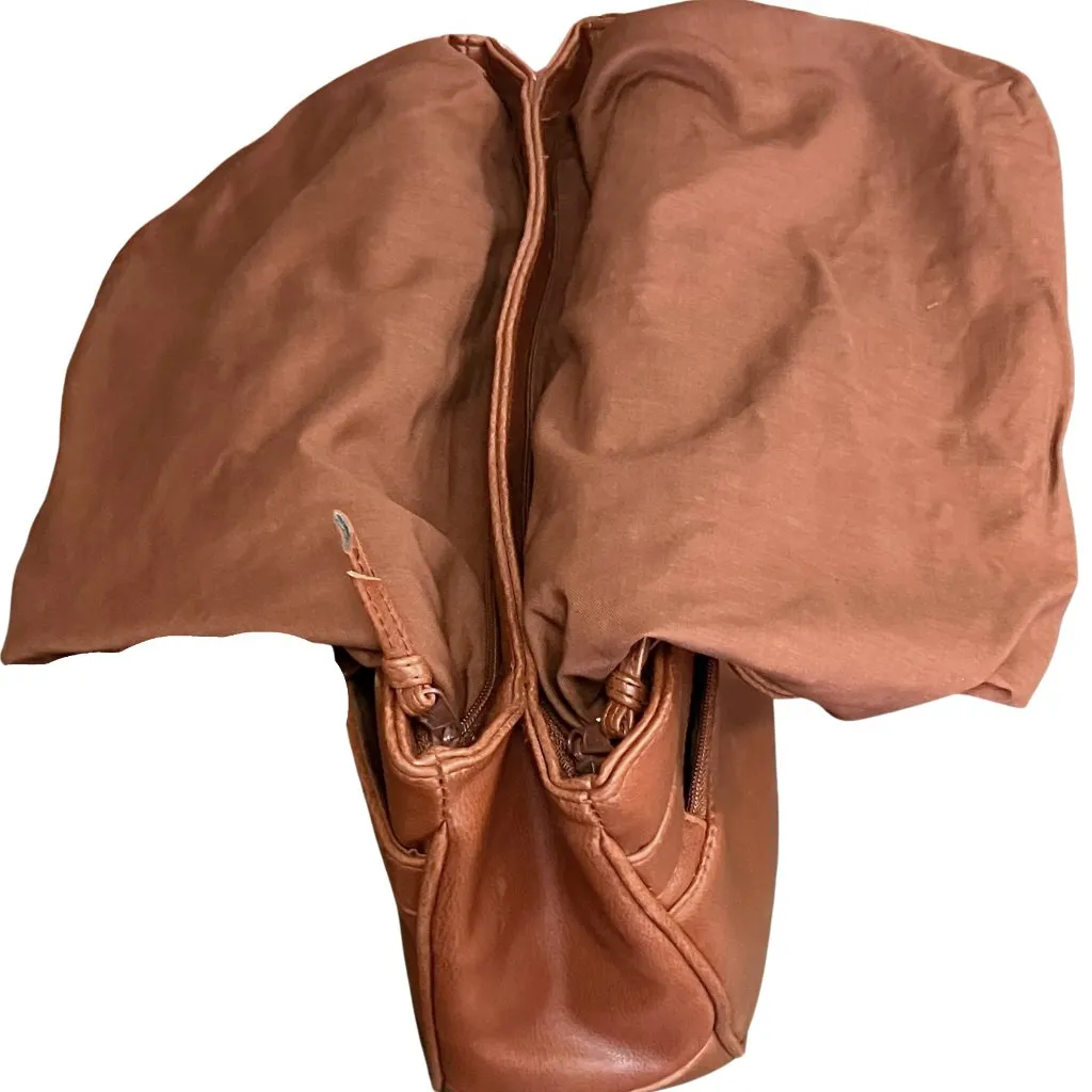 Deadstock Vintage 90s Brown Leather Shoulder Bag Classic Tote Preppy Large Work - Image 10