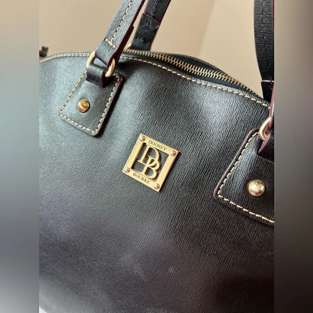 Dooney And Bourke Black Domed satchel Purse Black Leather - Image 9