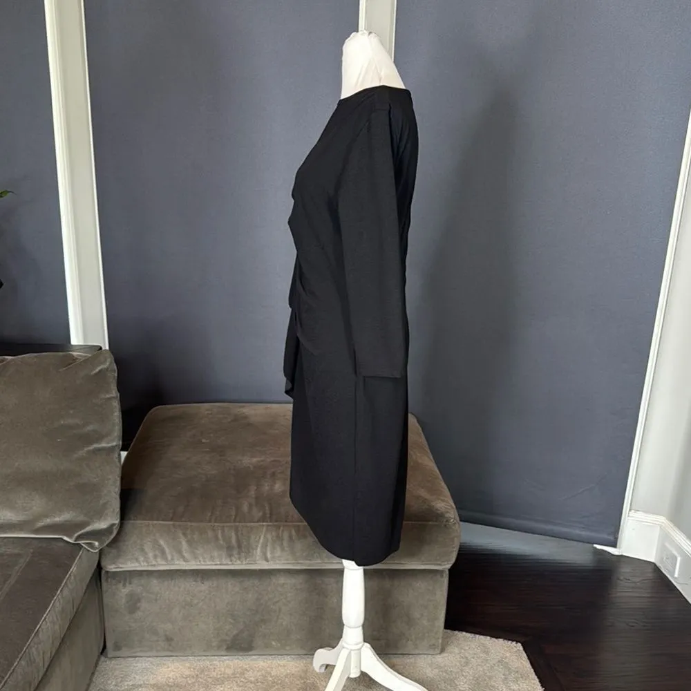 Women’s Black Asymmetrical Ruffled Midi Dress 3/4 Sleeve Zip Back Size 2XL NEW - Image 6