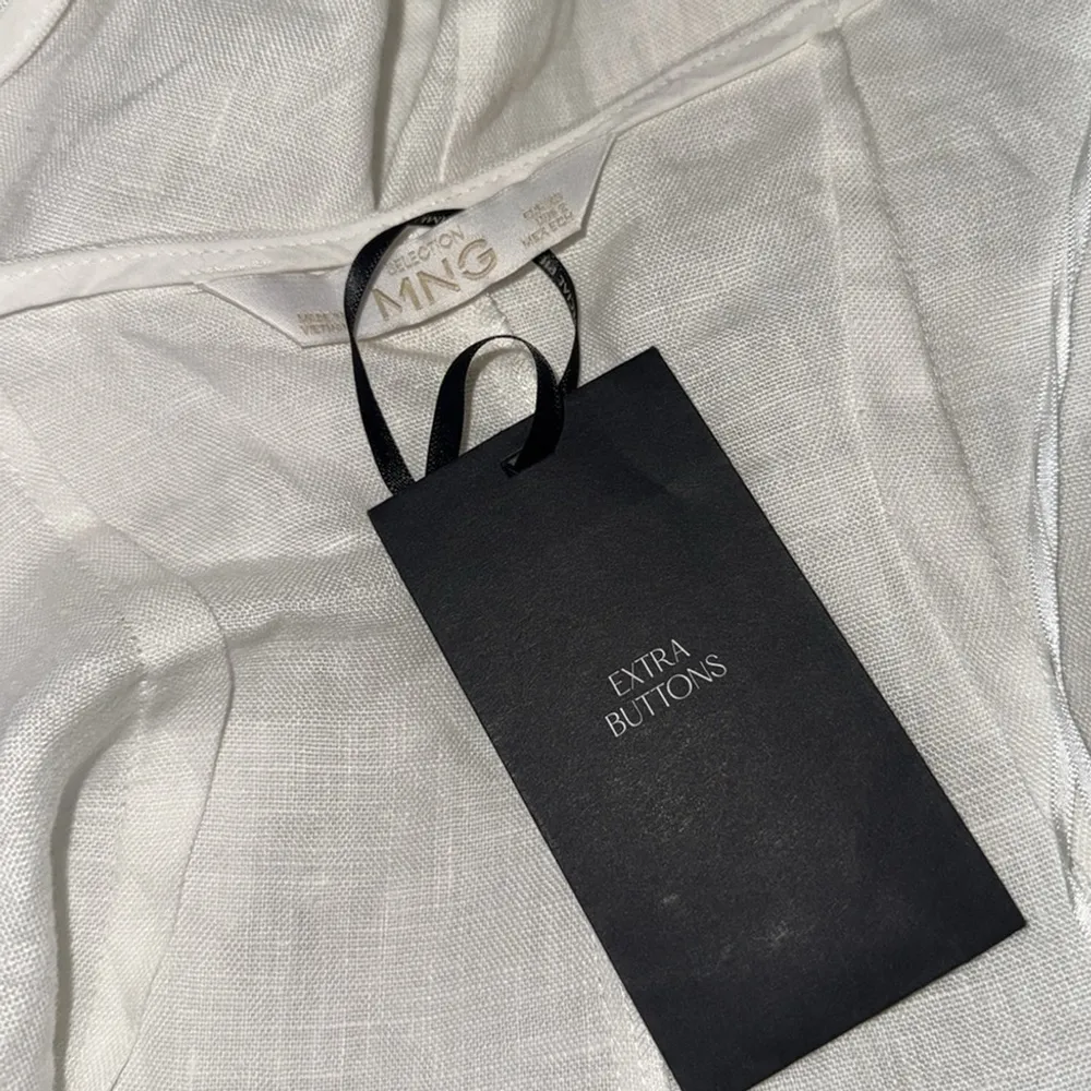 NWOT Mango white Linen shirt-collar Button Down Midi Casual dress sz 2 - Image 4