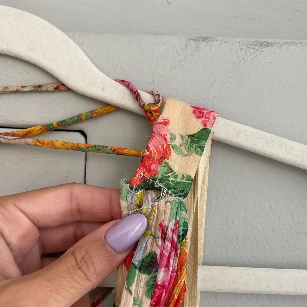 MAC DUGGAL Nude Multi Floral Print Cut Out Lace Tiered Gown - Image 10