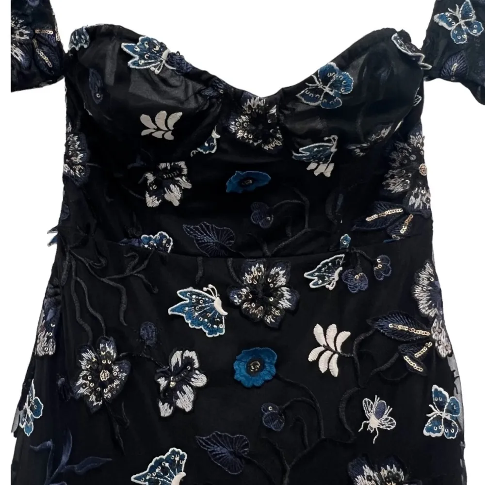 For Love & Lemons Botanic Strapless Dress Butterfly Embroidered 3D Floral Fairy - Image 9