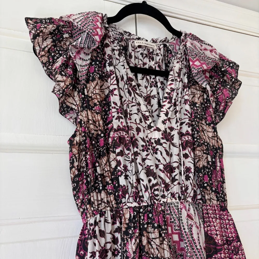 Ulla Johnson Asis Dress Midi‎ Patchwork Size 8 in Fuchsia - Image 5