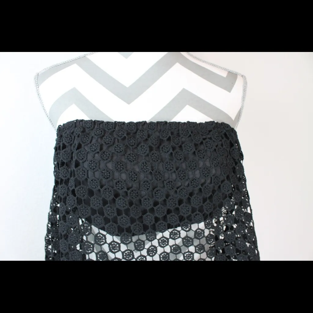 🔴 Buffalo David Bitton Black Strapless Lace Crop Top M NWOT Boho Festival Tube - Image 8