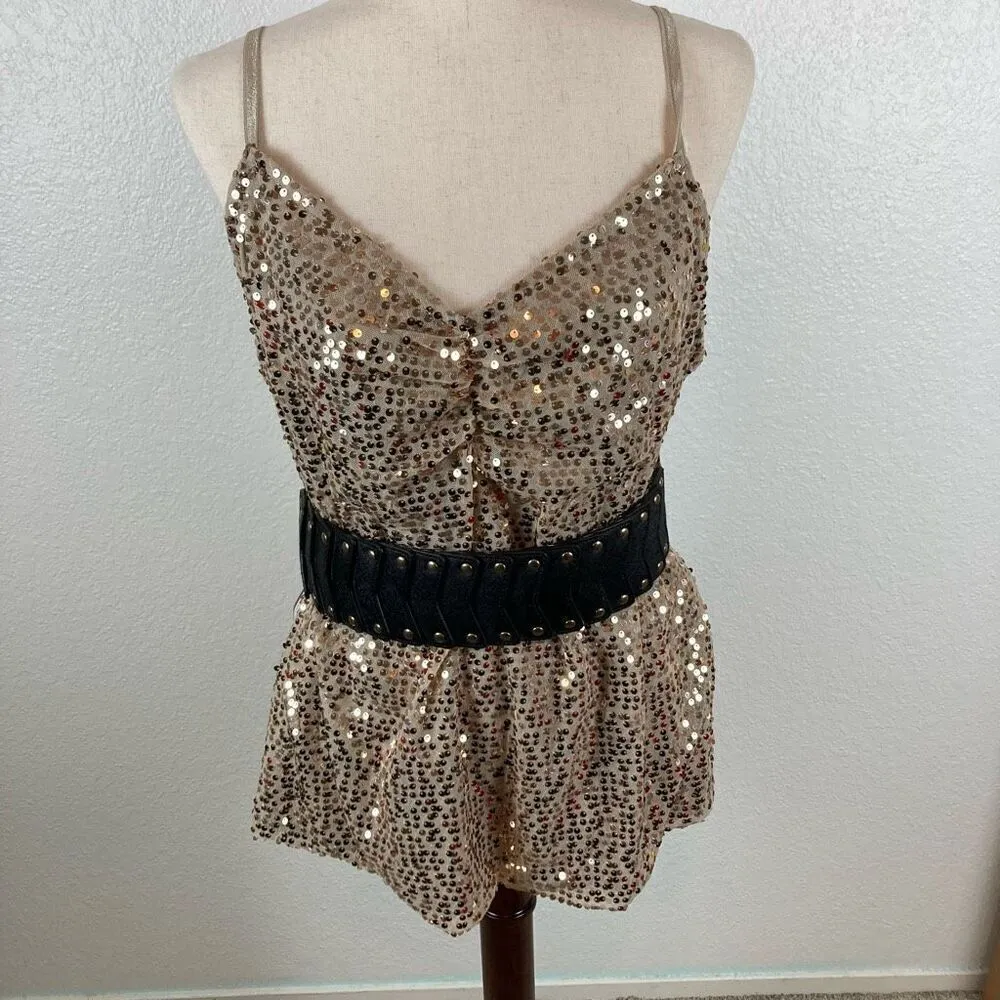 Bebe black faux vegan leather studded stretch snap closure belt M/L NEW - Image 3