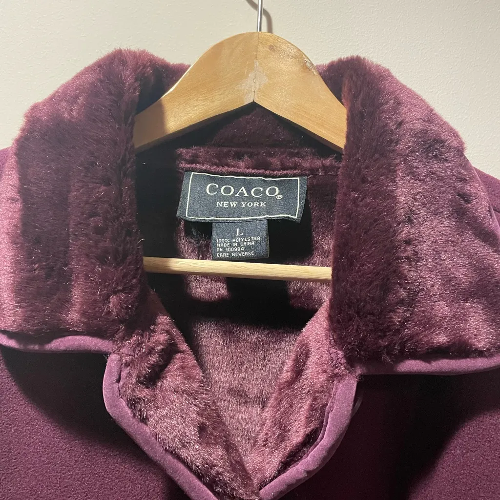 Coaco Women's Burgundy Teddy Jacket Purple Size L - Image 3