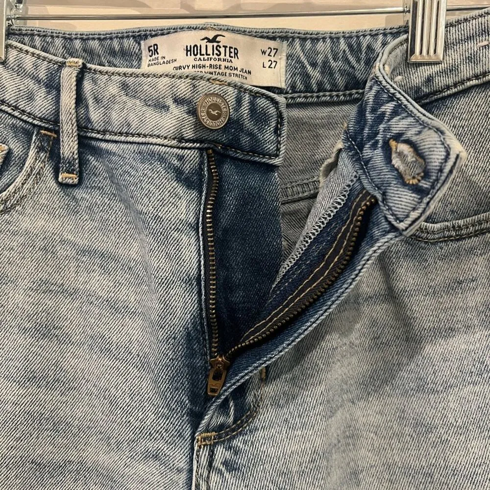 Hollister Vintage Straight Jeans Women 27/5R Curvy High Rise Mom Jean Light Wash - Image 4