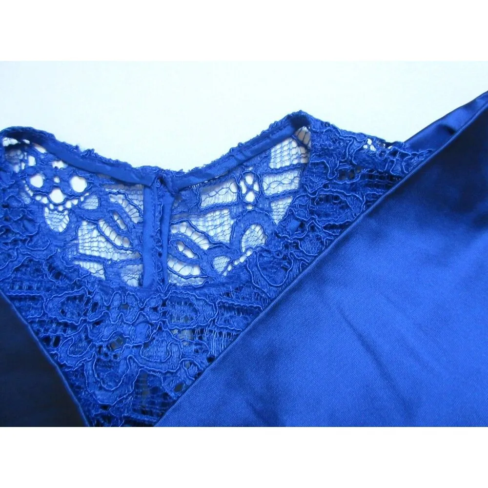 NWT Rickie Freeman for Teri Jon Royal Blue Ruched Off Shoulder Lace Neck Dress 4 - Image 5