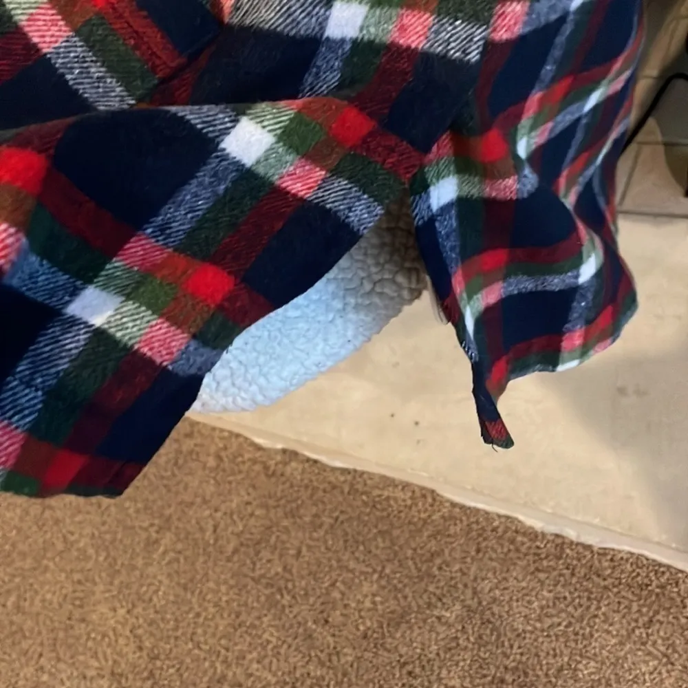 Hem & Thread plaid vest with Sherpa lined collar sz M/L blue green red white - Image 5