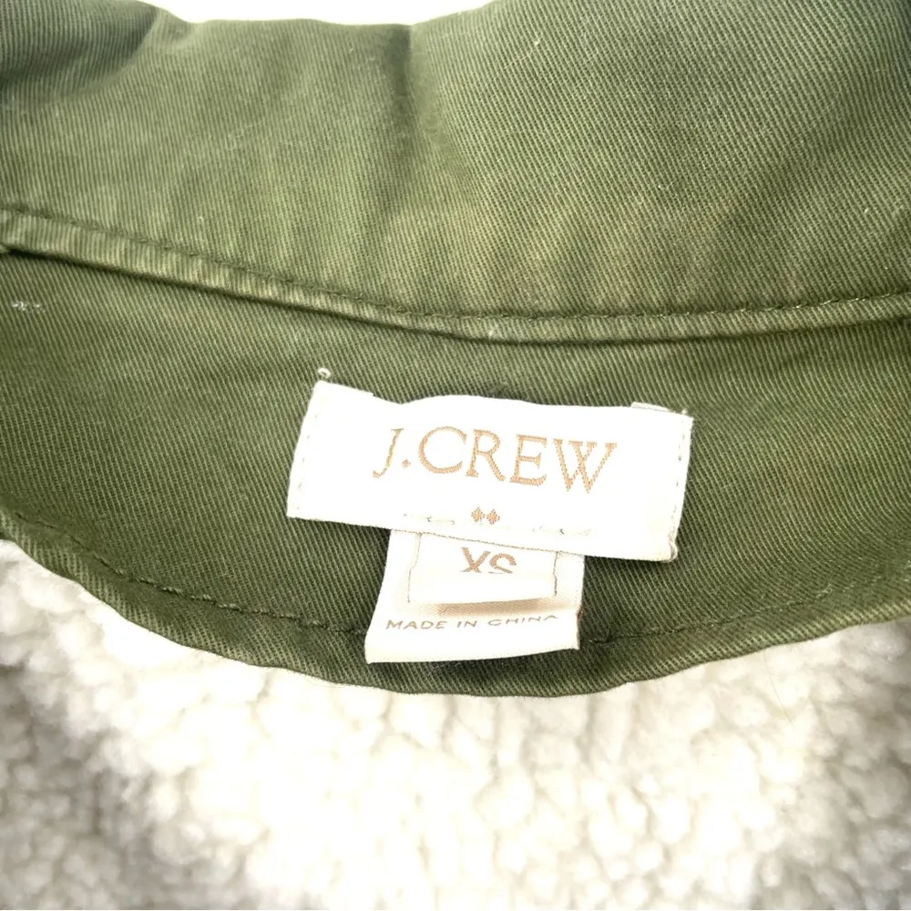J. CREW Olive Green Sherpa Lined Utility Zip & Button Snap Vest - Image 6