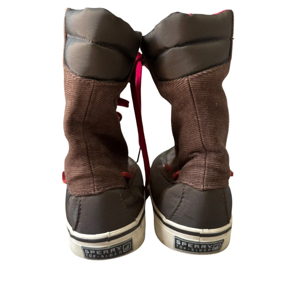Sperry Top Sider 9301242 brown lace up boots shoes warm plaid interior 6 1/2M - Image 4