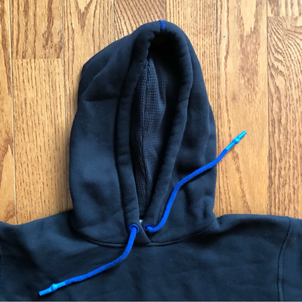 rag & bone Black Hoodie Blue Drawstrings cropped cotton Casual Women’s Size M - Image 3