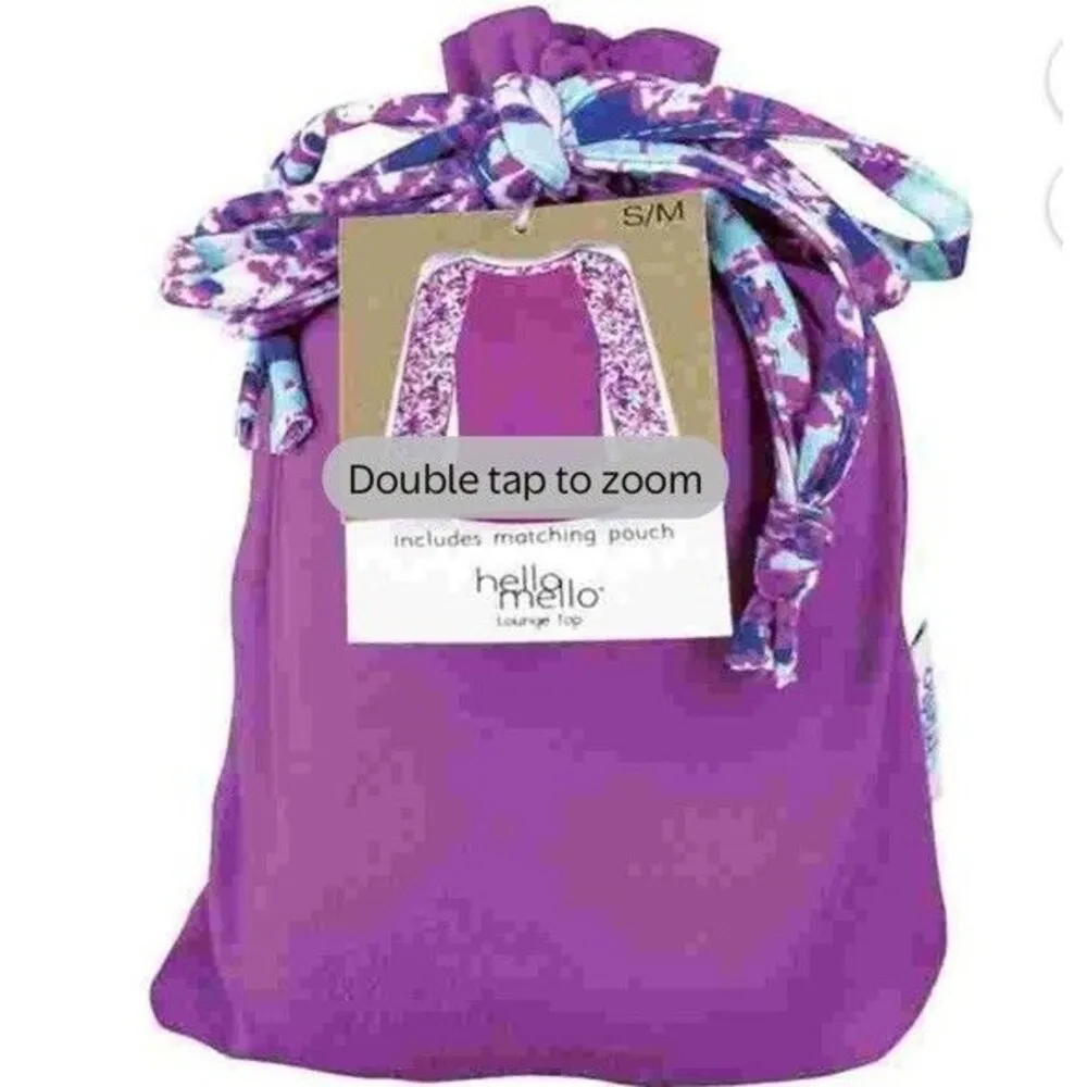 Hello Mello Lounge Top Purple Scoop Neck Long Sleeve Stretch S/M Nerve Reserve - Image 8