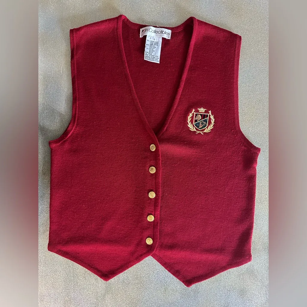 JH Collectibles Merino Wool Blend Vest Vintage Preppy Style (1005) Red - Image 2