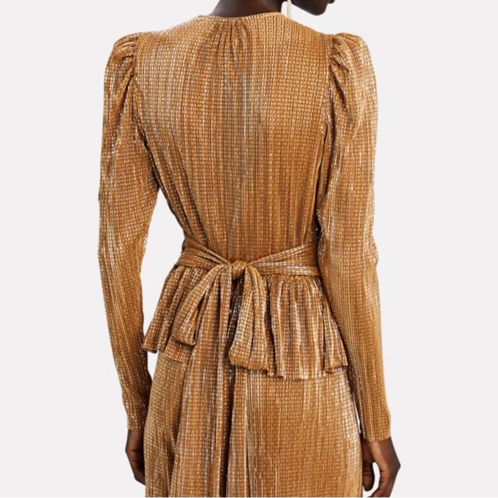 Sabina Musayev Gold Pleated Blouse Size XS - Image 3