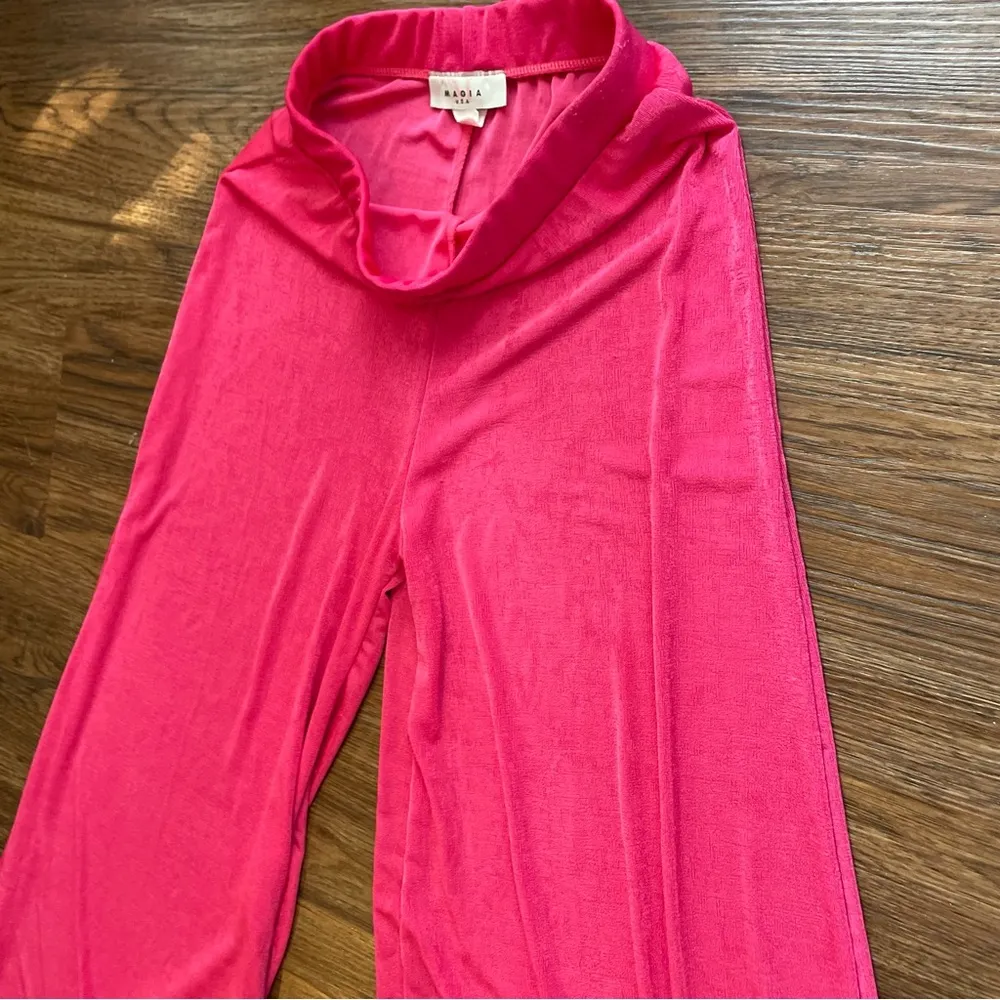 Y2K Pink Shimmer Barbie Flare Trouser Pull On Pants Wide Leg Flare Sz S/M Size M - Image 4