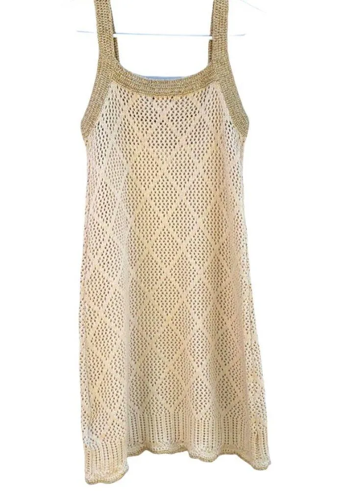 Womens size XS sleeveless knit dress with metallic trim - Image 2