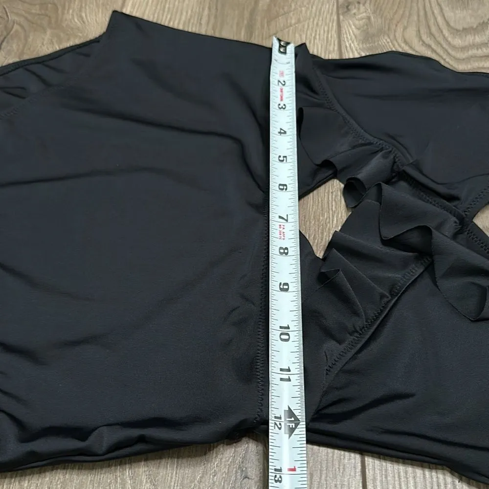 Aerie Ruffle One Piece Cut Out Black Swimsuit Size Medium - Image 9
