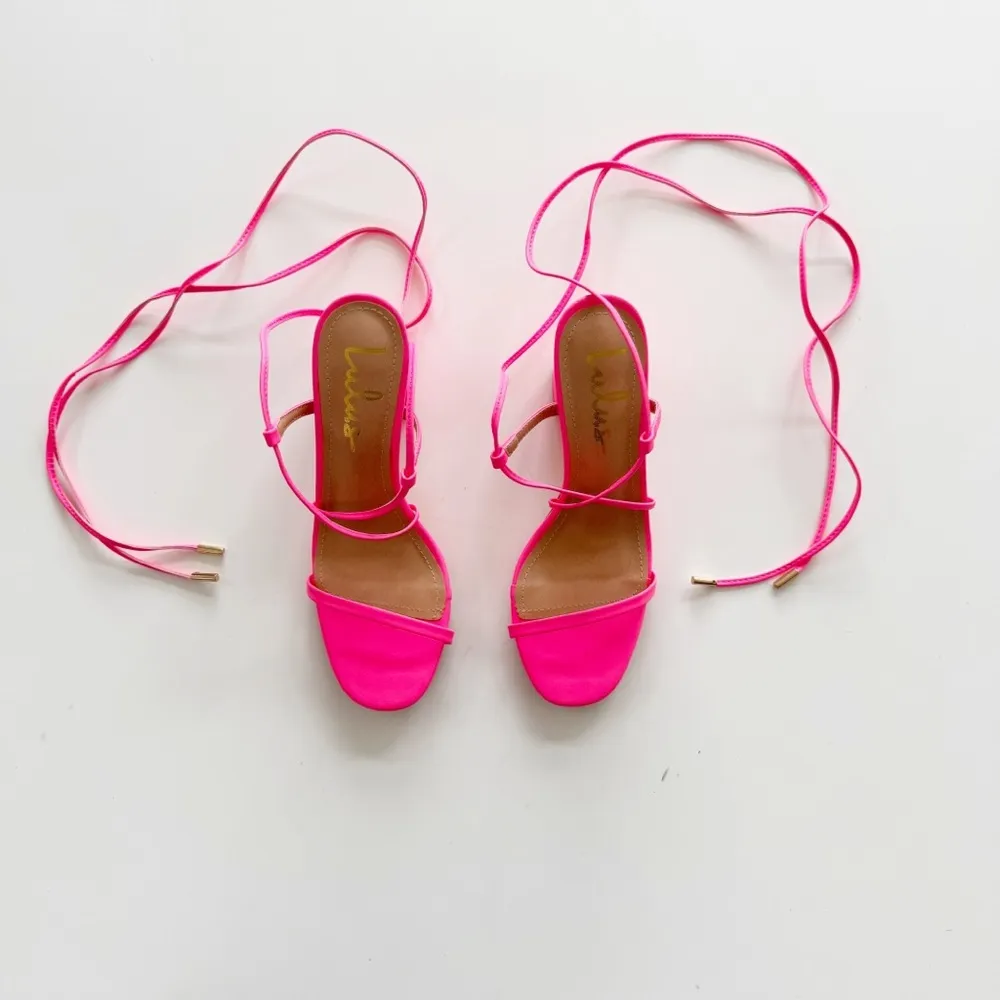 Lulu’s Neon Pink Lace Up Shoes size 7 - Image 2
