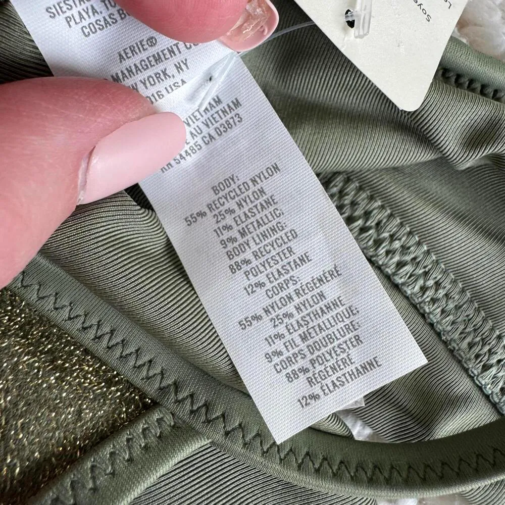 Aerie Women's Scoop Swim Top Bralette NWT - Olive Green - Size S - Image 5