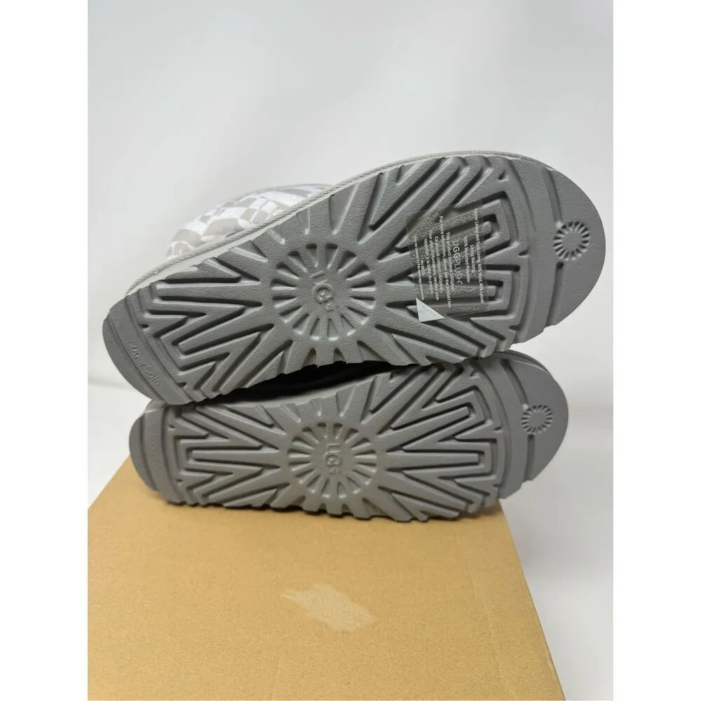 UGG Classic Mini Jersey Suede Boots Plush Winter Stripe Gray Women Size 6 New - Image 8