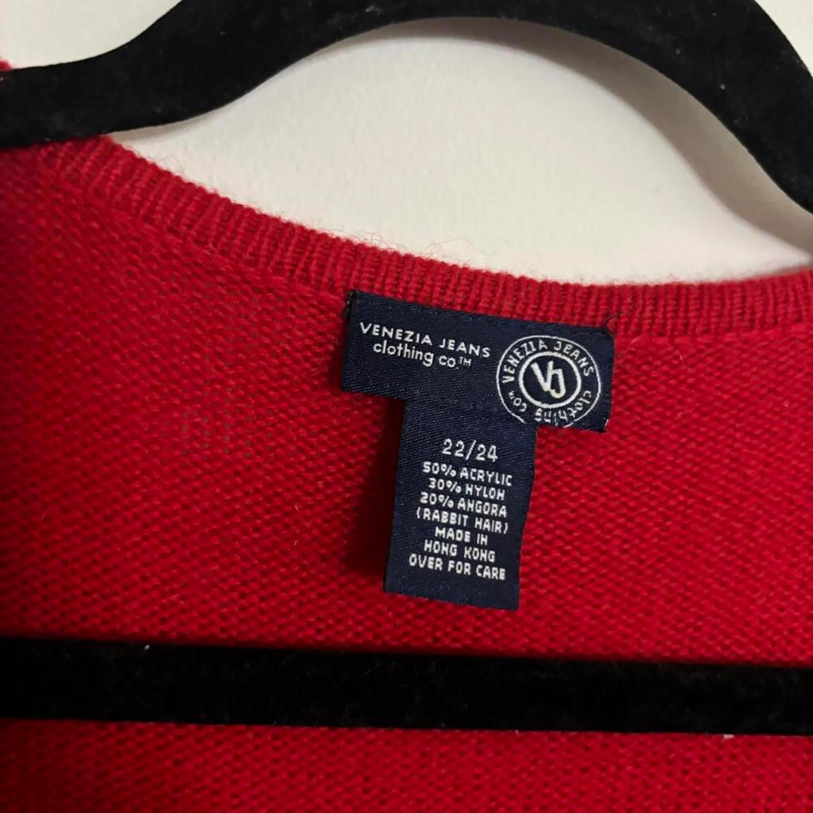 Venezia Jeans Angora Blend Red V Neck Wrap Sweater Soft Stretch Size undefined - Image 7