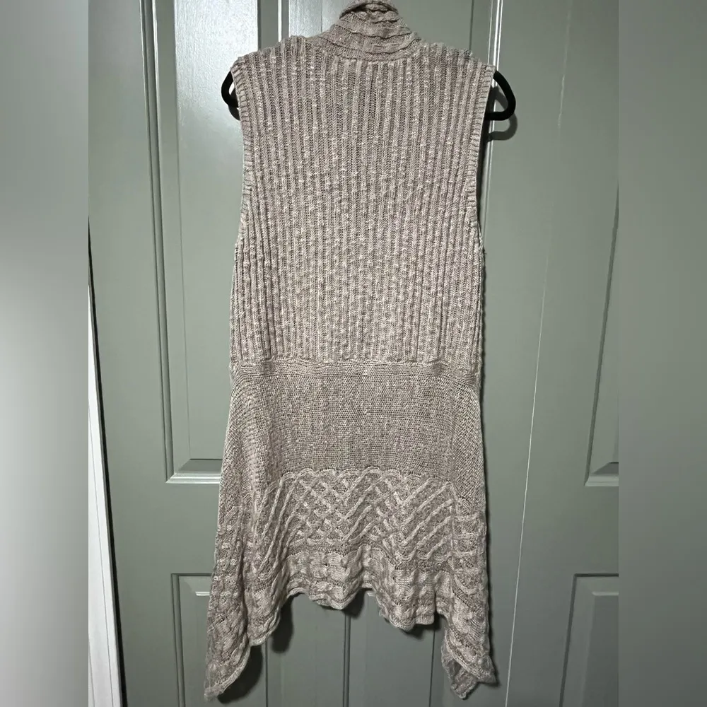 Mystree Sweater Open Cardigan Shawl Vest Sz L with cute knit detail Mauve/Purple - Image 4