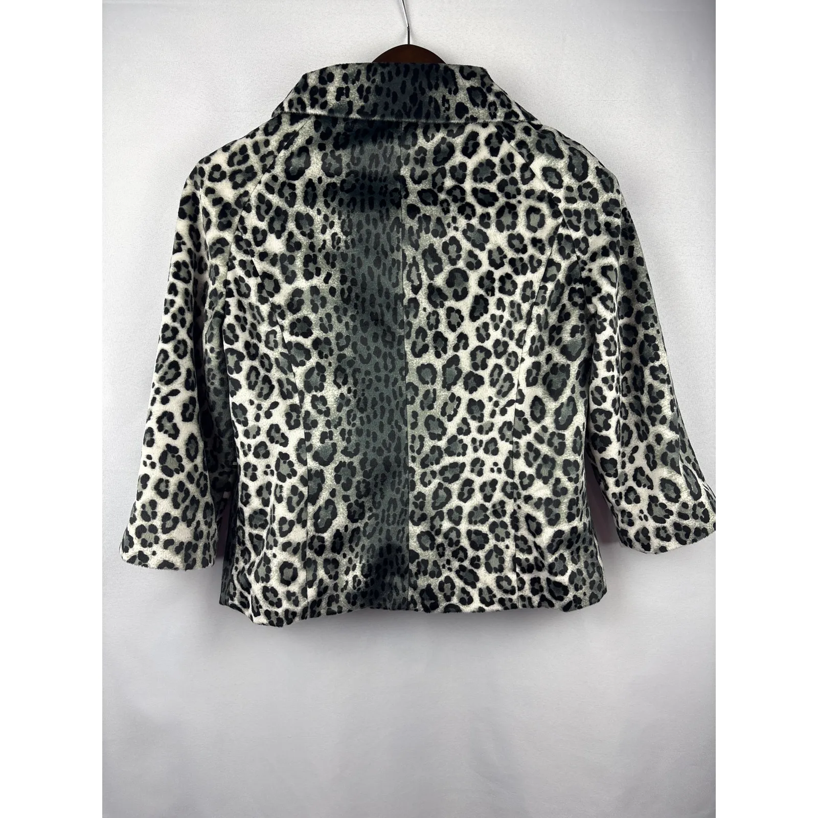 Women’s Rafaella Small Black, Grey, White Leopard Print Cape Coat - Image 3