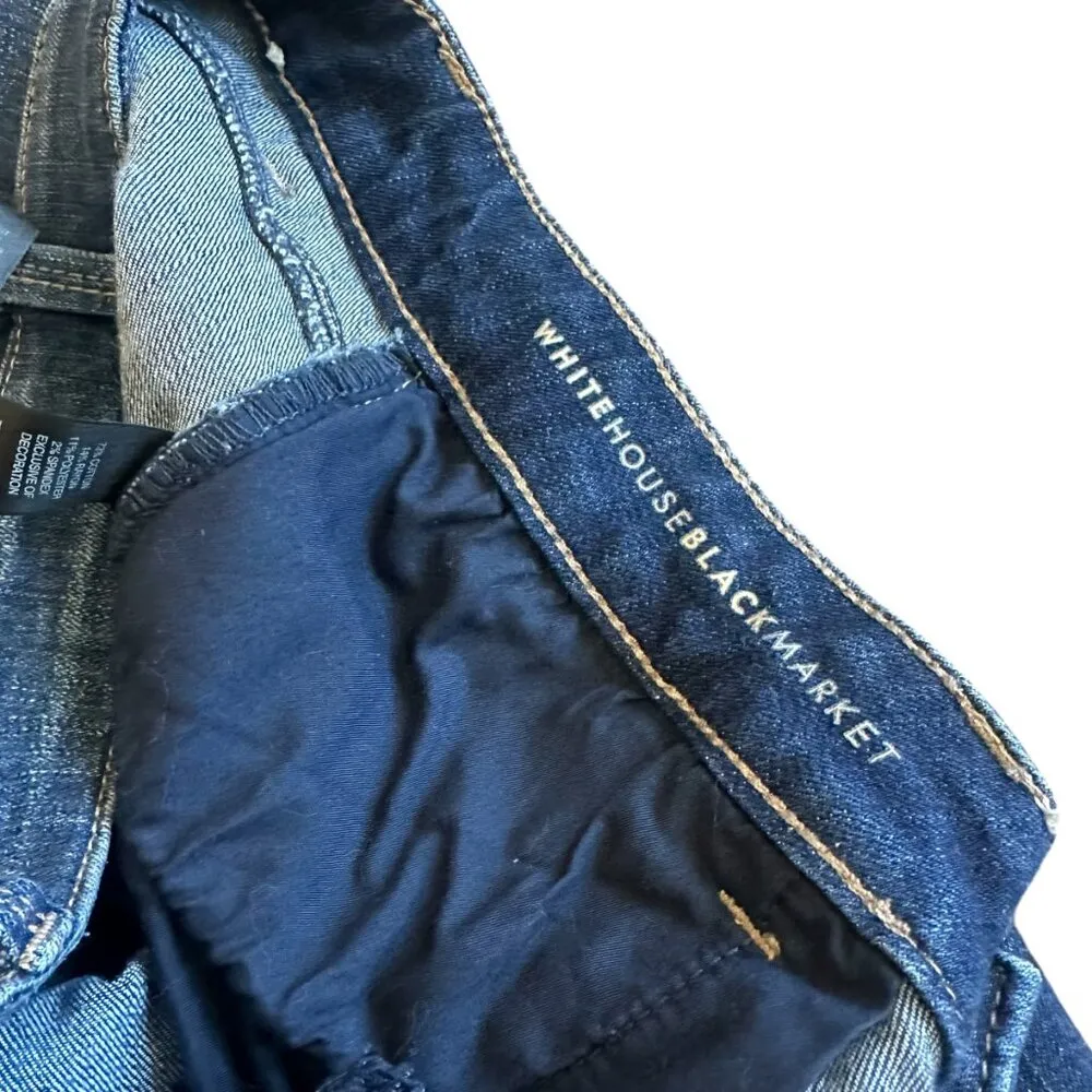 White House Black Market The Skimmer Dark Wash Cropped Jeans Skinny Size 4 Women - Image 10