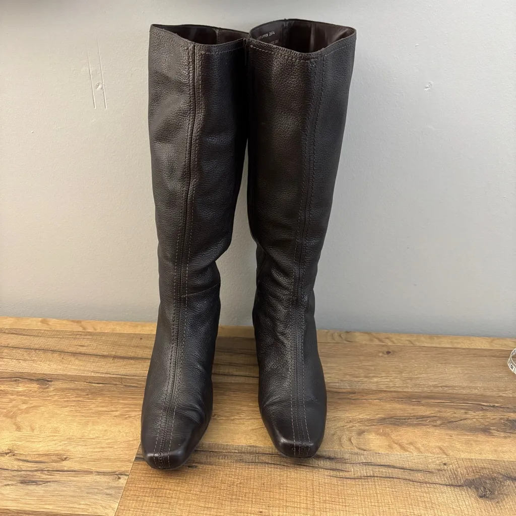 Eddie Bauer Italian Leather Zip Knee High Boots Wide Calf - Image 5