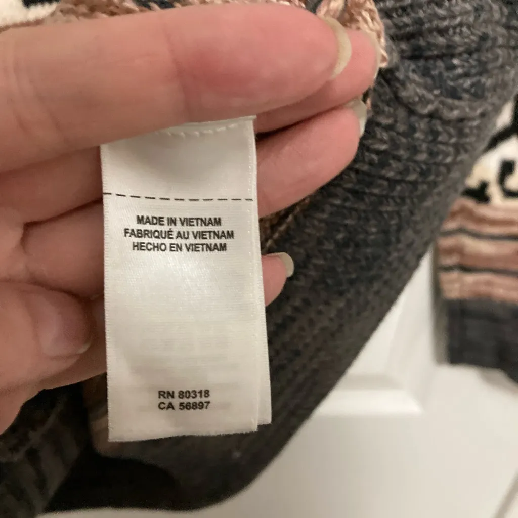 Lucky Brand Gray Southwest Aztec Long Sleeve Boyfriend Cardigan Sweater - Image 4