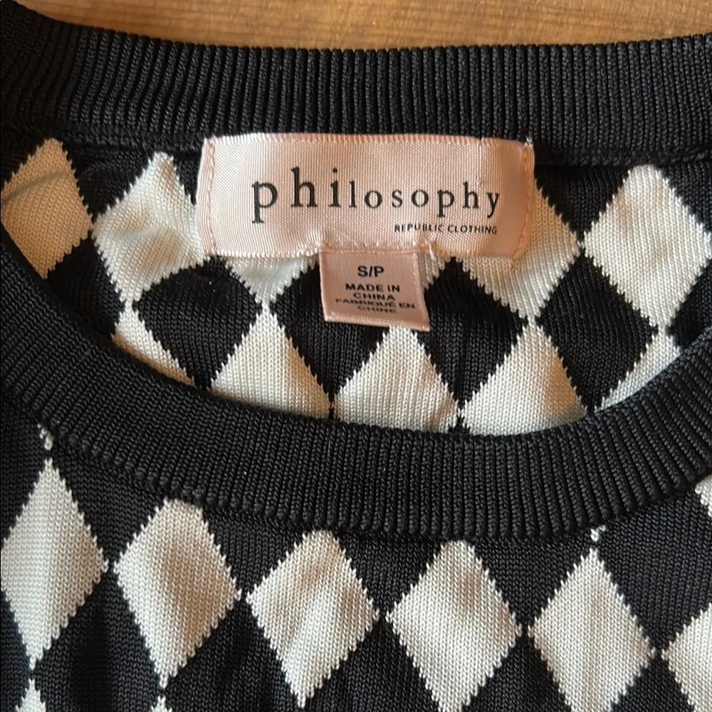 Philosophy Black and White Diamond Pattern Blouse - Image 2