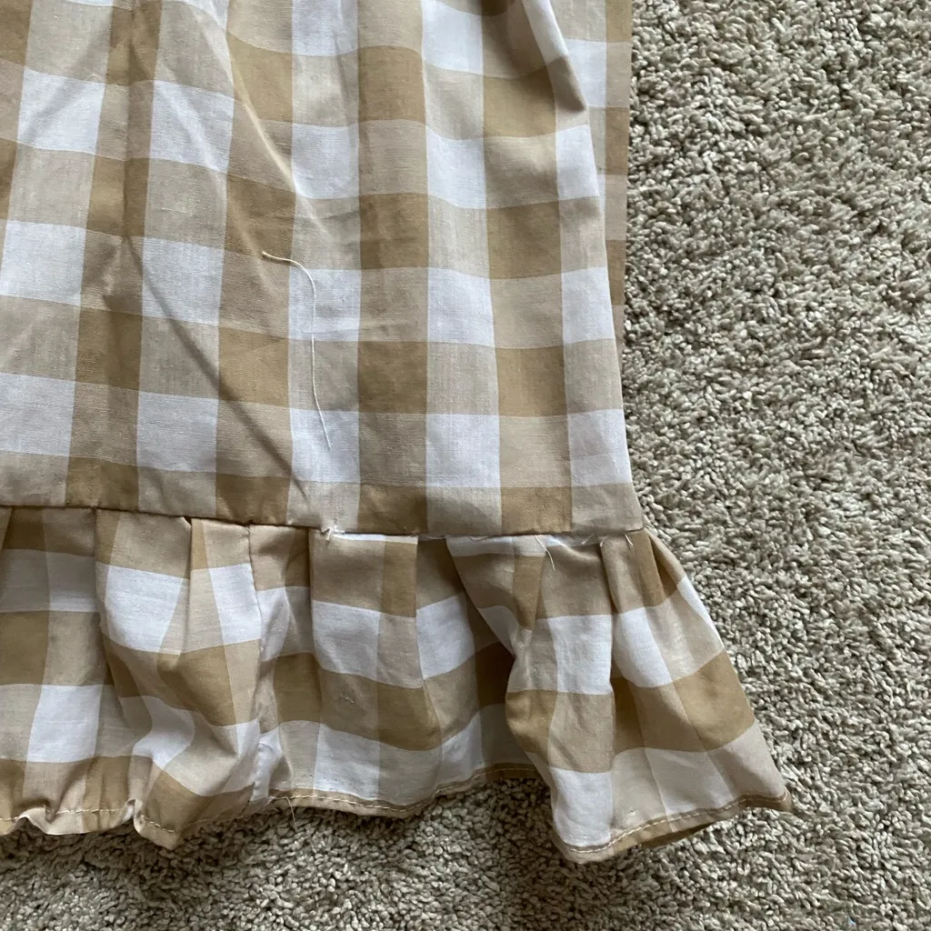 Tan and White gingham Checkered Dress - Image 5