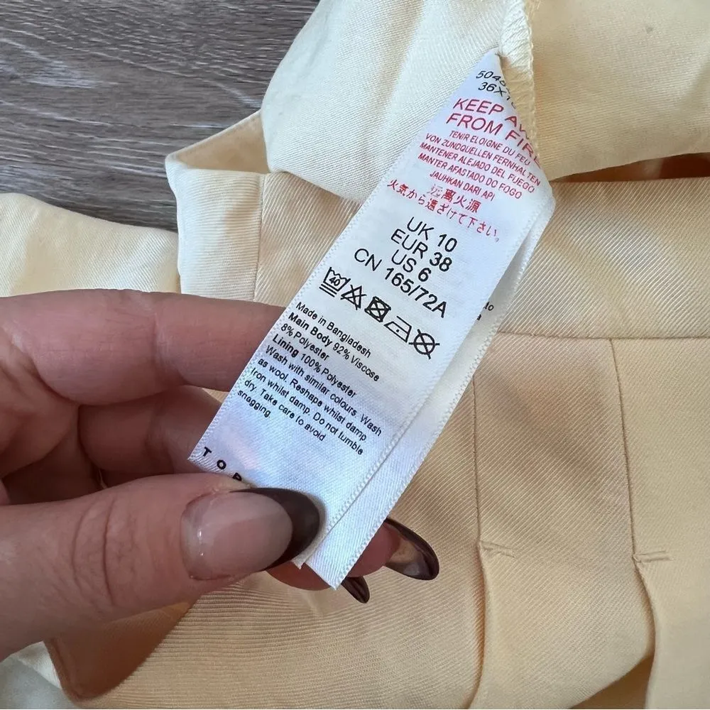 Topshop pale yellow‎ wide leg pants ankle cropped - Image 5