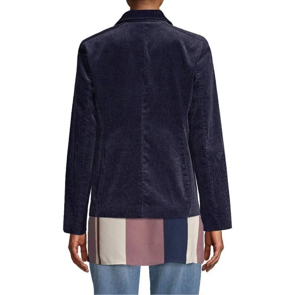 Eileen Fisher Mid Night blue Notch Lapel Corduroy Blazer size 6 - Image 3