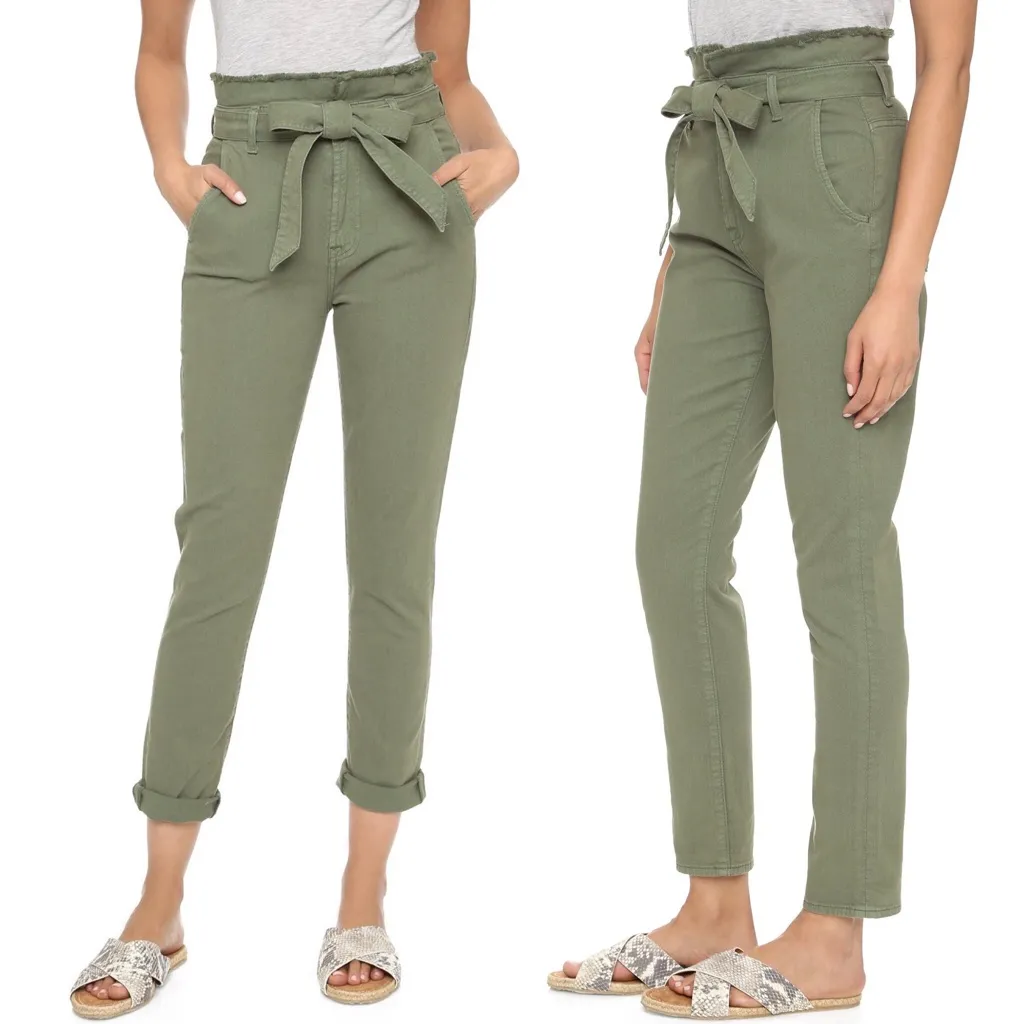 7 For All Mankind Paper Bag Waist Green Jean, Size M, NEW - Image 8