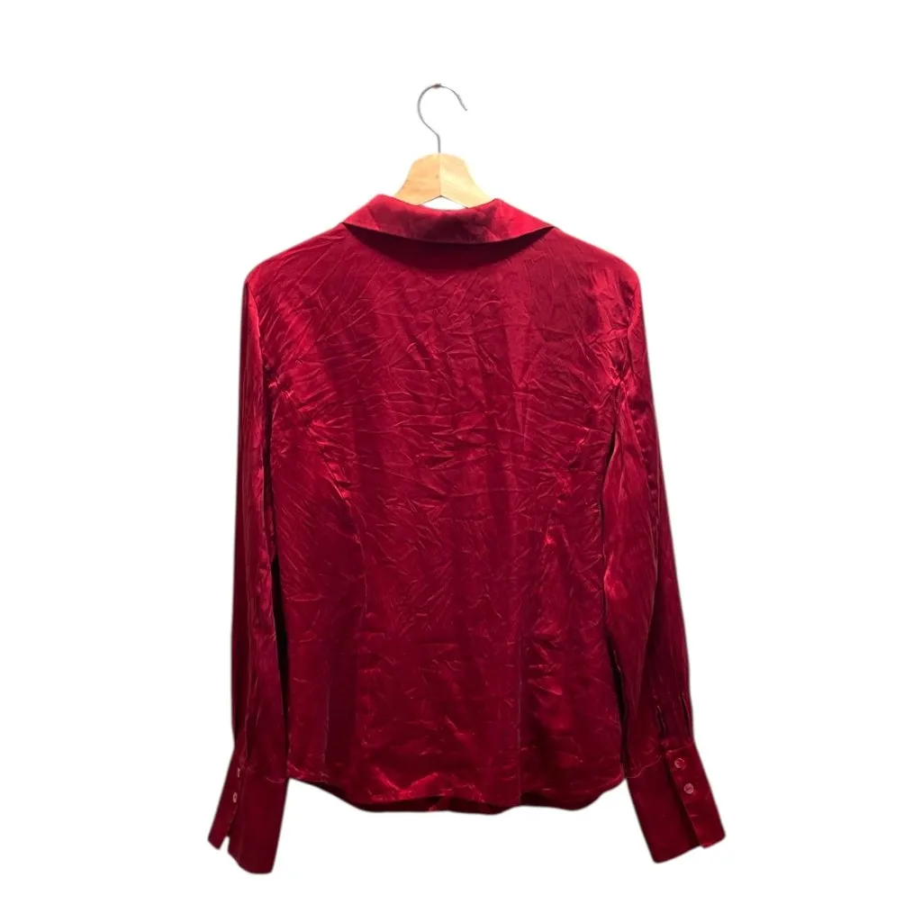 Kate Hill Stretch Silk Blouse Red Size 16 Vintage - Image 9