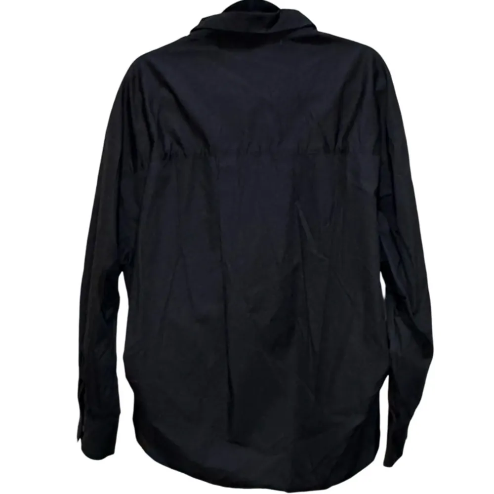 Topshop Oversized Cotton Button Down Poplin Shirt - Black Size 14 - Image 3