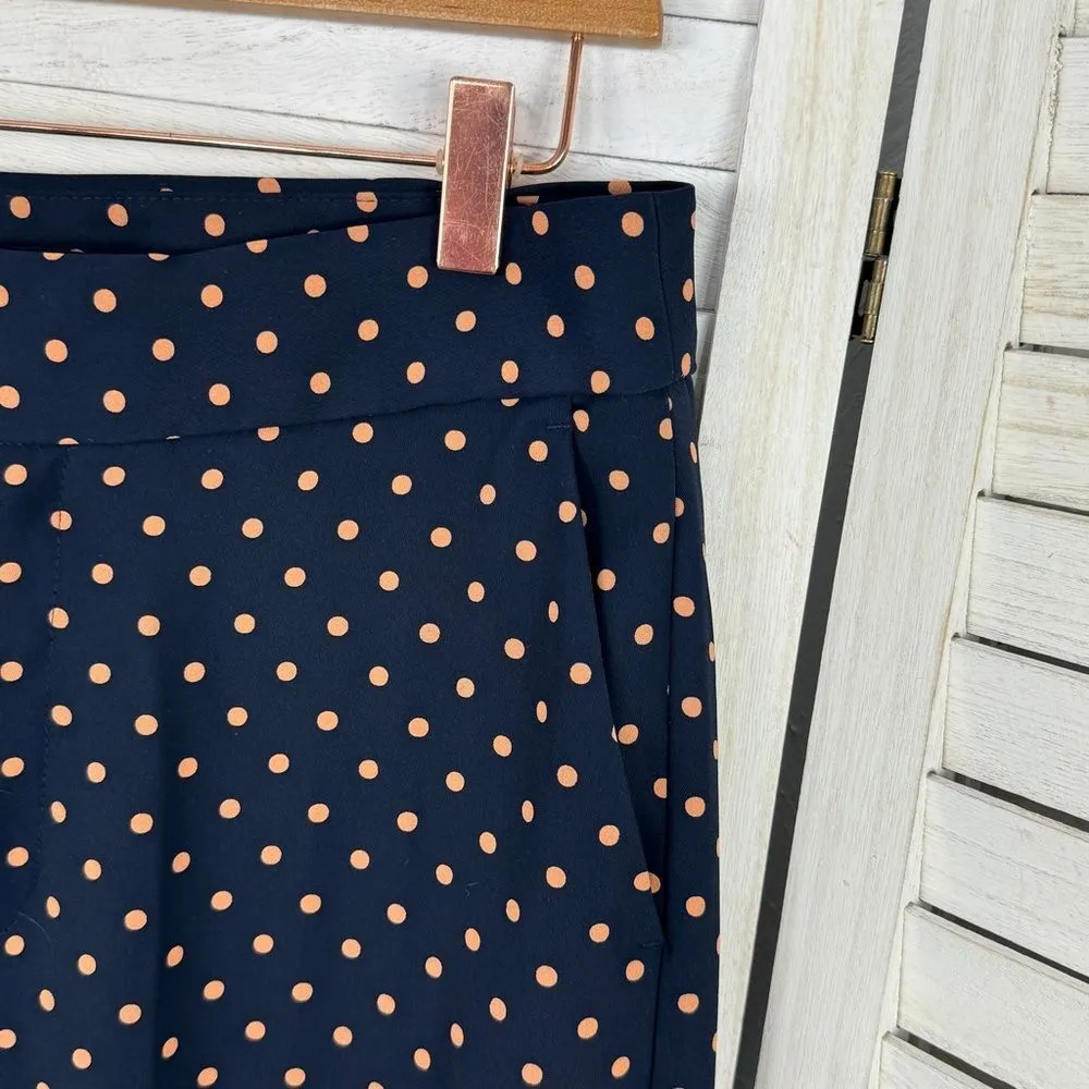 Banana Republic High Rise Wide Leg Polka Dot Pants Blue Tan Size 6 - Image 5