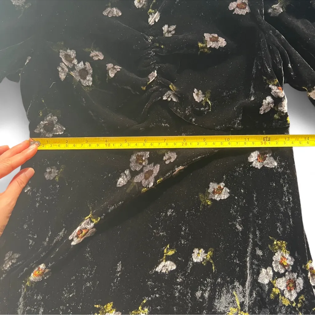 Free People Be My Baby Velvet Floral Print High Neck Mini Dress Black Size 0 - Image 8