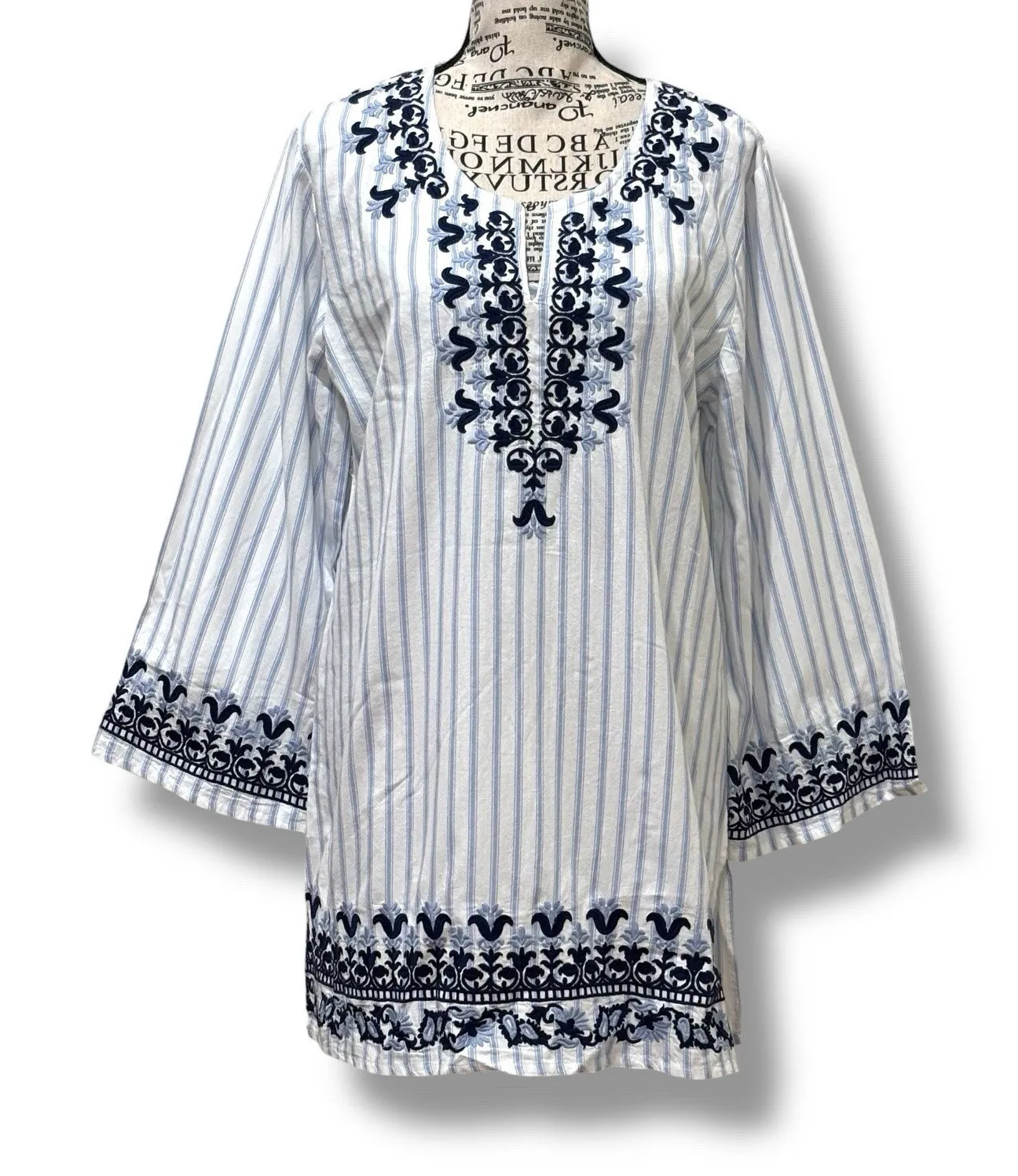 NWT Roller Rabbit Size S M Cotton Embroidered Floral Tunic Blouse Boho Cottage - Image 1